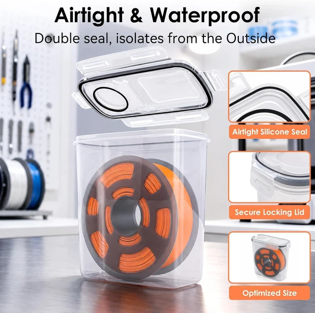 Alt view image 2 of 7 - Filament Storage Box, 6 Pack 4L Clear 3D Printer Filament Container