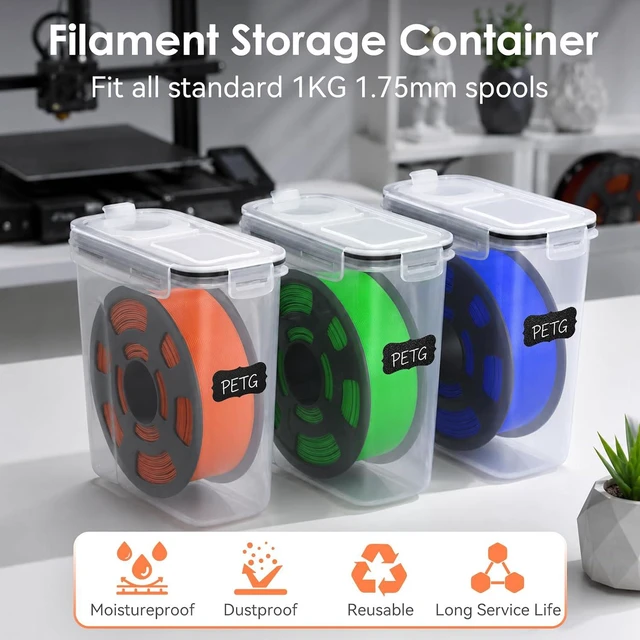 Alt view image 4 of 7 - Filament Storage Box, 6 Pack 4L Clear 3D Printer Filament Container