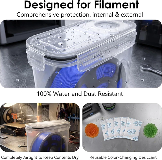 Alt view image 5 of 7 - Filament Storage Box, 6 Pack 4L Clear 3D Printer Filament Container