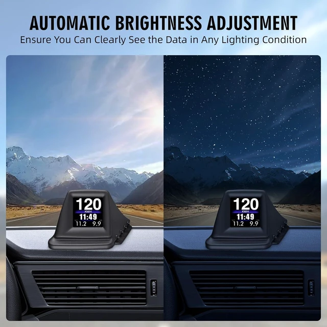 Alt view image 5 of 7 - OBD2 Digital Speedometer Heads Up Display for Car OBD2 & GPS Dual System HUD Speedometer MPH Can be Installed on A-Pillar with RPM, Water Temp, Volt, 4 Alarms Only Works on Most 2008+ Sedan Cars