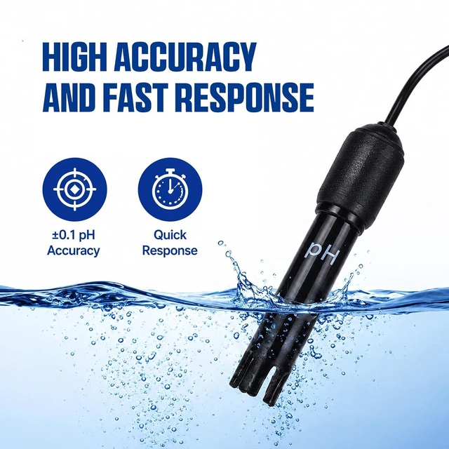 Alt view image 4 of 7 - 2 in 1 Temperature & pH Meter, High-Precision pH Tester, PH Monitor with Replaceable BNC Probe, 0.00~14.00pH Measurement Range, ATC, Backlit Display and °C/°F for Fish Tank, Hydroponics & Pools