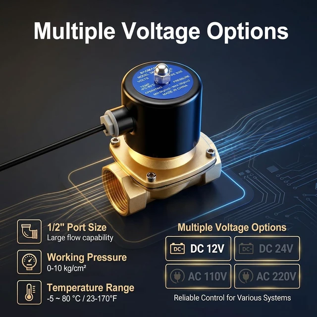 Alt view image 6 of 7 - 1/2" PT Brass Solenoid Valve DC 12V Normally Open Valve