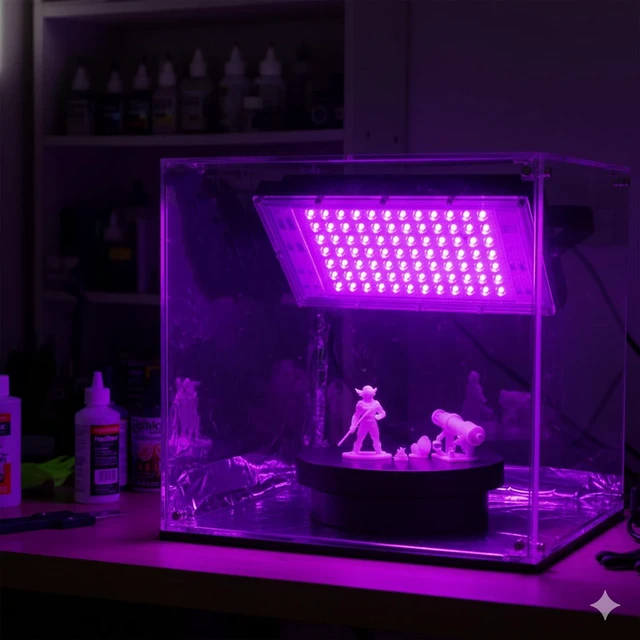 Alt view image 7 of 7 - 100W 3D Printer UV Resin Curing Light Kit with Dual-Power 360° Rotating Turntable, 405nm UV Light with 96 LEDs and 360° Adjustable Stand for SLA DLP LCD Resin Prints, DIY Curing Box
