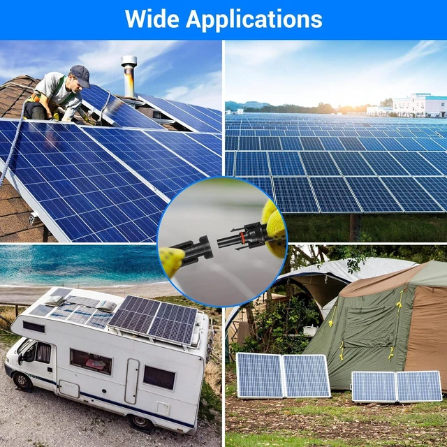 Alt view image 3 of 7 - 50 Pairs Solar Panel Connector Kit IP68 Waterproof Solar Connectors MC4 Connectors 1000V 30A Solar Cable Connectors with A Durable Nylon Bag