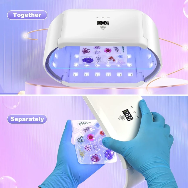 Alt view image 5 of 7 - UV Light for Resin - Fast Curing UV Resin Light with Adjustable Time Setting Large Size 48W Two-Sided Portable Foldable UV Lamp with Silicone Mold Gloves