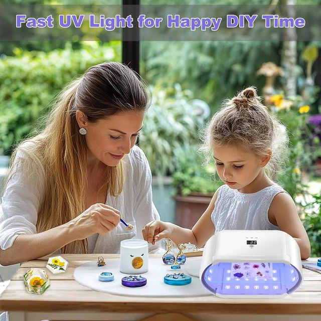 Alt view image 6 of 7 - UV Light for Resin - Fast Curing UV Resin Light with Adjustable Time Setting Large Size 48W Two-Sided Portable Foldable UV Lamp with Silicone Mold Gloves