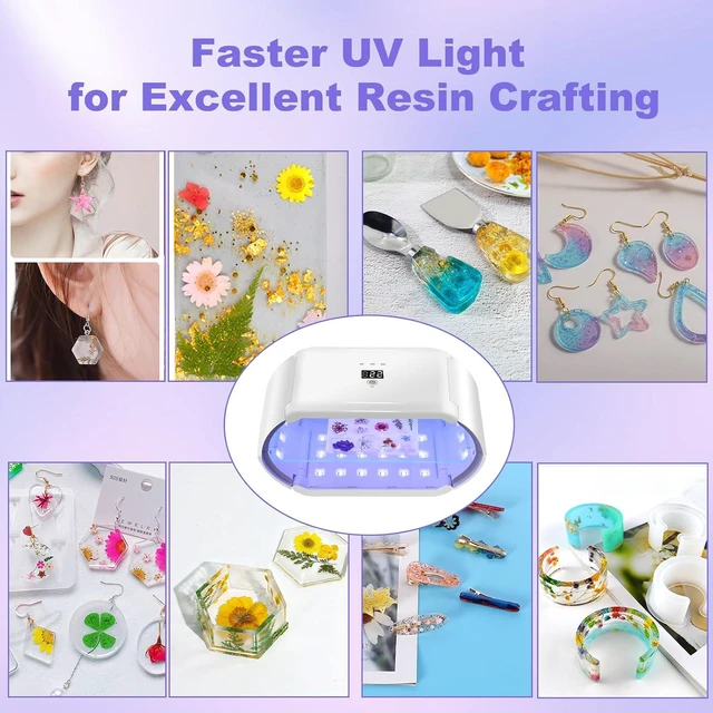 Alt view image 7 of 7 - UV Light for Resin - Fast Curing UV Resin Light with Adjustable Time Setting Large Size 48W Two-Sided Portable Foldable UV Lamp with Silicone Mold Gloves