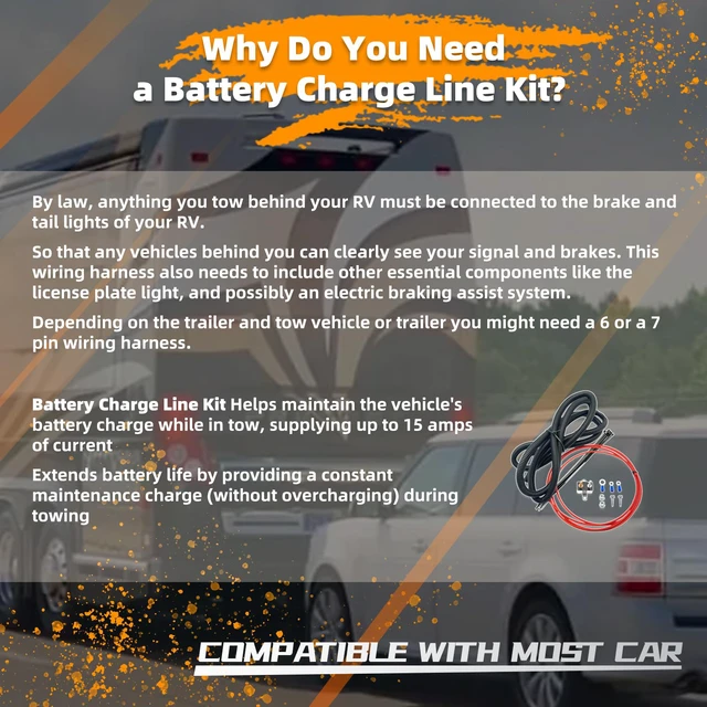 Alt view image 3 of 6 - Towed Vehicle Charge Line Kit Compatible with 156-25, Provides Continuous Maintenance Charging for Extended Battery Life, Heavy Duty 14-Gauge Wire, Includes a Thermal Circuit Breaker and Mounting Kit