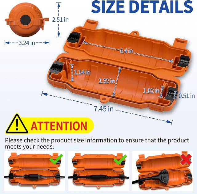 Alt view image 2 of 7 - 9 Pack Outdoor Extension Cord Safety Cover, Waterproof, Orange