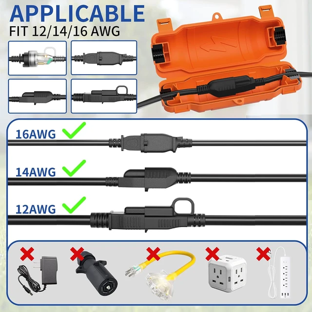 Alt view image 3 of 7 - 9 Pack Outdoor Extension Cord Safety Cover, Waterproof, Orange