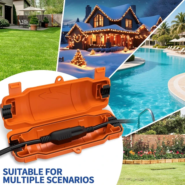 Alt view image 6 of 7 - 9 Pack Outdoor Extension Cord Safety Cover, Waterproof, Orange