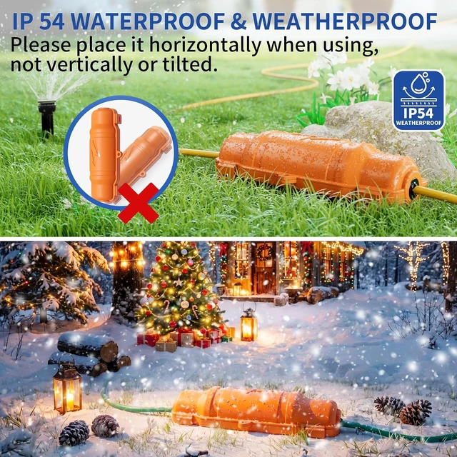 Alt view image 7 of 7 - 9 Pack Outdoor Extension Cord Safety Cover, Waterproof, Orange