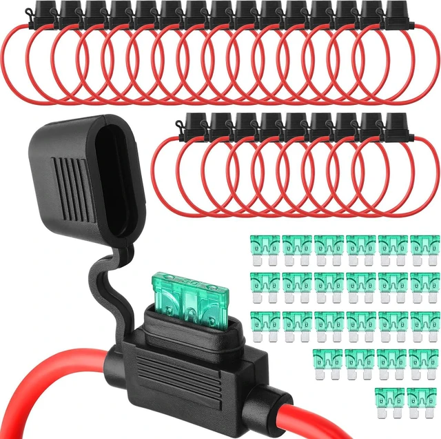 Main image of 48 Pcs 24 Pcs Inline Fuse Holder with ATC Blade Fuses, 12 Awg with 30 A