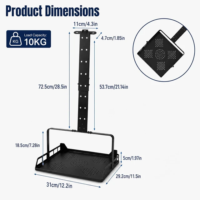 Alt view image 2 of 7 - Ceiling Projector Mount Shelf Adjustable Ceiling Mount Tray Stand