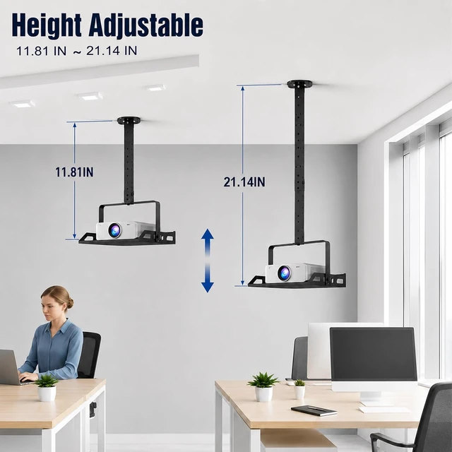 Alt view image 4 of 7 - Ceiling Projector Mount Shelf Adjustable Ceiling Mount Tray Stand