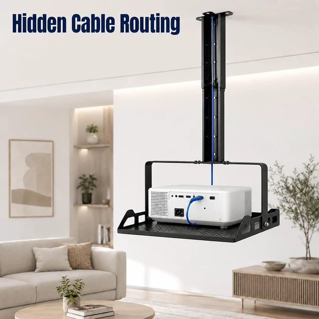 Alt view image 5 of 7 - Ceiling Projector Mount Shelf Adjustable Ceiling Mount Tray Stand