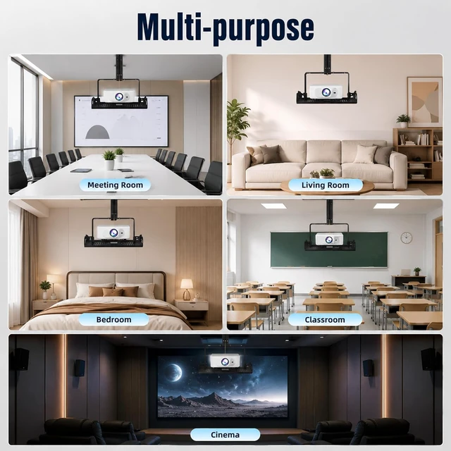 Alt view image 7 of 7 - Ceiling Projector Mount Shelf Adjustable Ceiling Mount Tray Stand