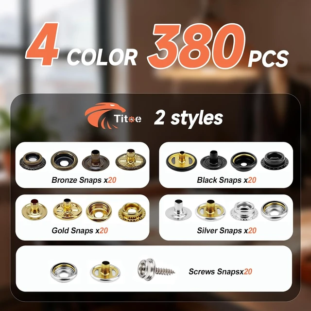 Alt view image 2 of 7 - Heavy Duty Snap Fastener Tool Kit with 100 Sets(380PCS)