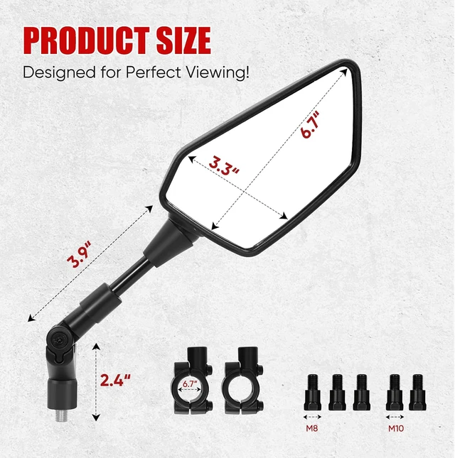 Alt view image 2 of 7 - ATV Mirror, 180°Folding Motorcycle Side Rearview Mirrors