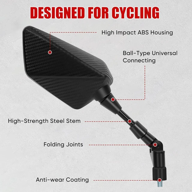 Alt view image 4 of 7 - ATV Mirror, 180°Folding Motorcycle Side Rearview Mirrors