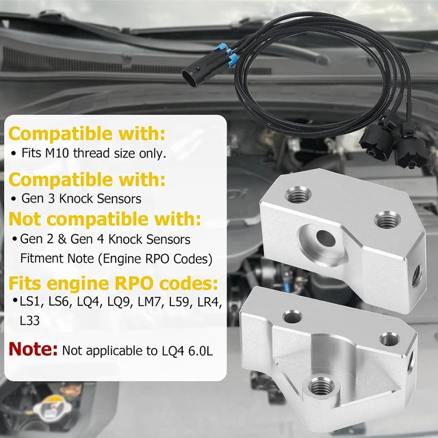 Alt view image 5 of 7 - Knock Sensor Relocation Brackets with Sensor Harness Kit for LS Gen 3