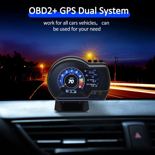 Alt view image 3 of 7 - Car HUD Head Up Display, Car HUD Display for Digital OBD+GPS Dual System Smart Gauge Display MPH RPM Over Speeding Alarm for Most Cars After 2012