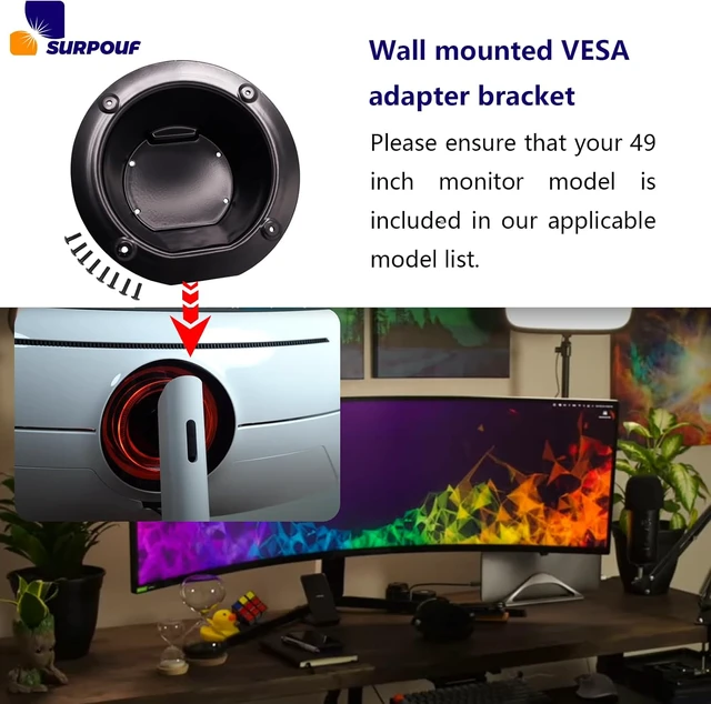 Alt view image 5 of 6 - Wall Mount VESA Adapter Bracket Fits For Odyssey G9 Models C49G95SSN,C49G75T C49F95TSSC,LC49G95TSCSXXK