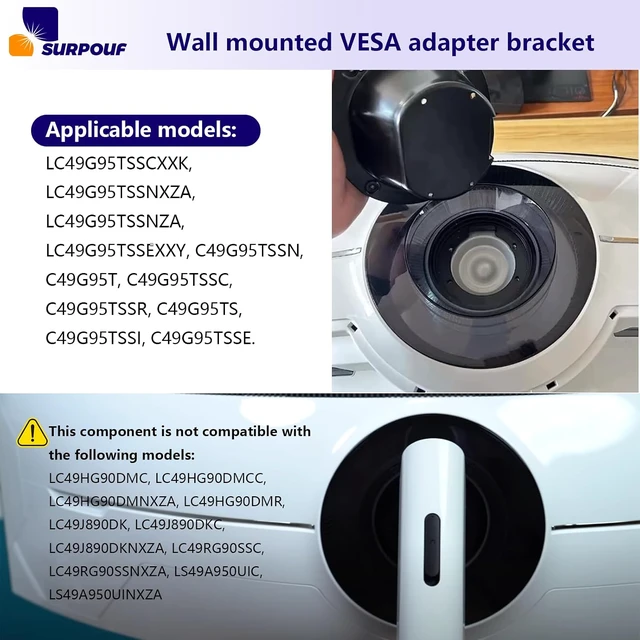 Alt view image 4 of 6 - Wall Mount VESA Adapter Bracket Fits For Odyssey G9 Models C49G95SSN,C49G75T C49F95TSSC,LC49G95TSCSXXK