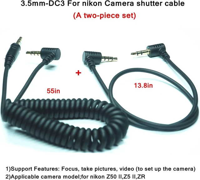 Alt view image 3 of 7 - 3.5MM-DC3 (MC-DC3) for Cameras Z5II/Z50II/ZR Shutter Release Cable is Suitable Connect the Timer, Camera Shutter Controller and Indoor Flash Trigger Cable (3.5mm-DC3 2pcs)