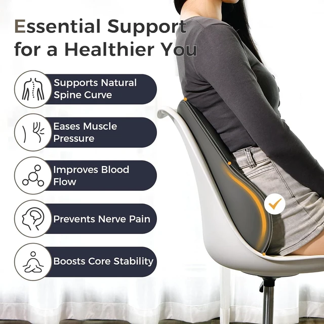 Alt view image 3 of 7 - Lumbar Support Pillow for Car, Ergonomic Memory Foam Back Pillow for Office Chair, Back Cushion for Back Pain Relief, PU Leather Car Lumbar Support for Driving Seat