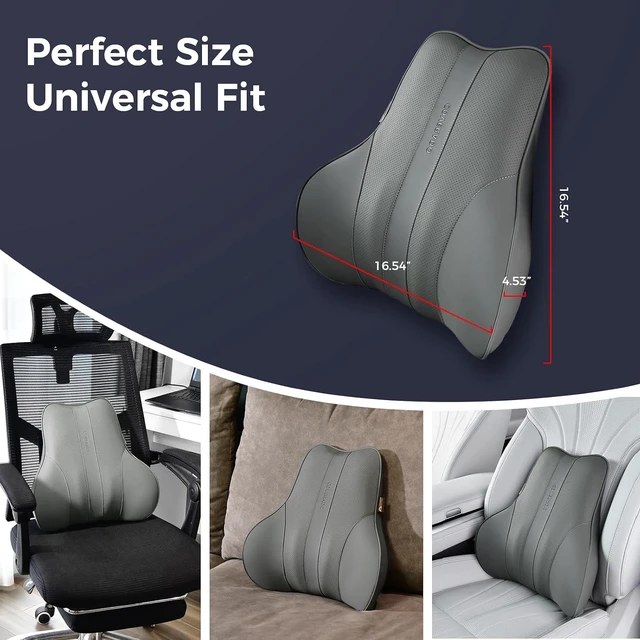 Alt view image 7 of 7 - Lumbar Support Pillow for Car, Ergonomic Memory Foam Back Pillow for Office Chair, Back Cushion for Back Pain Relief, PU Leather Car Lumbar Support for Driving Seat