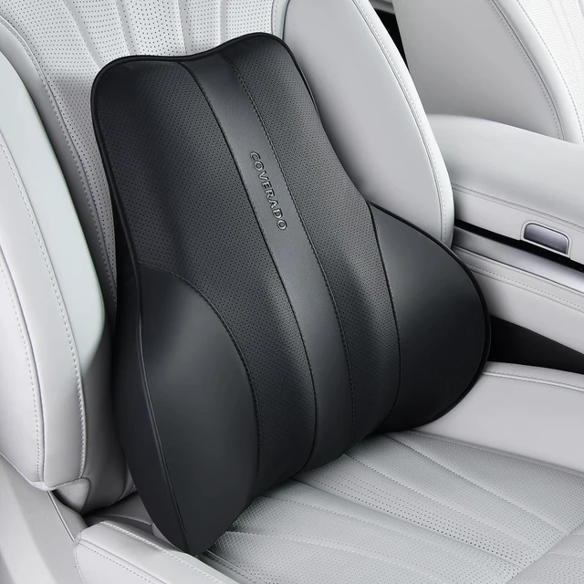 Main image of Lumbar Support Pillow for Car, Ergonomic Memory Foam Back Pillow for Office Chair, New Back Cushion for Pain Relief, PU Leather Car Lumbar Support for Driving Seat Black