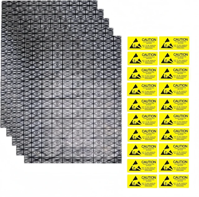 Main image of 80 Pack Reusable Large Anti Static Bags with Antistatic Sticker