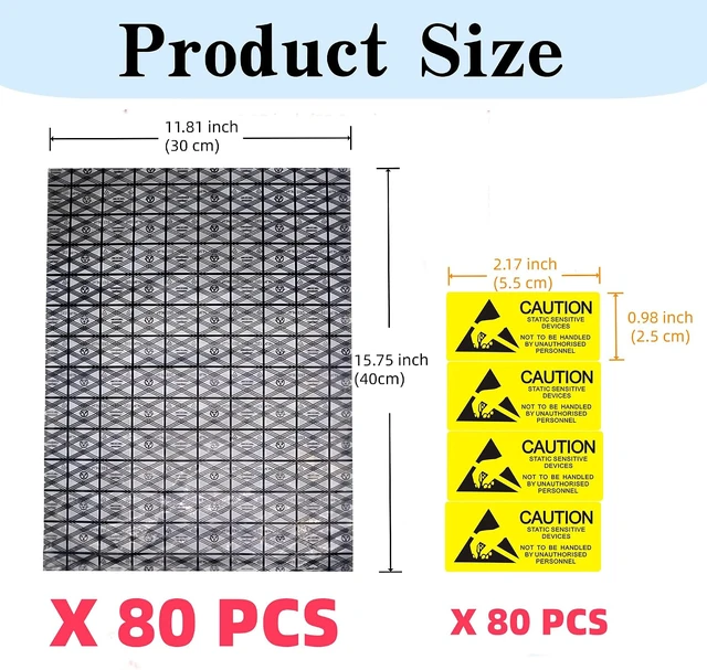 Alt view image 2 of 7 - 80 Pack Reusable Large Anti Static Bags with Antistatic Sticker