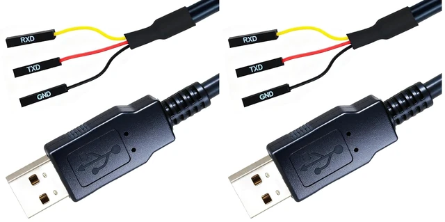 Main image of 6 Feet USB to TTL-232R-RPI 3.3V Adapter Cable, FT232 USB to TTL Serial UART Cable, TX RX Signal 3 Pin 3v3 Level Signal 2.54mm Dupont Female Header Windows Linux MAC OS (Pack of 2)