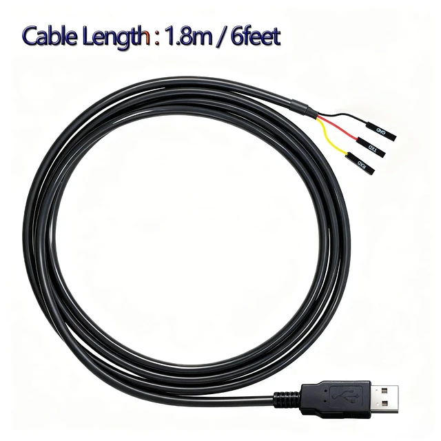 Alt view image 4 of 7 - 6 Feet USB to TTL-232R-RPI 3.3V Adapter Cable, FT232 USB to TTL Serial UART Cable, TX RX Signal 3 Pin 3v3 Level Signal 2.54mm Dupont Female Header Windows Linux MAC OS (Pack of 2)