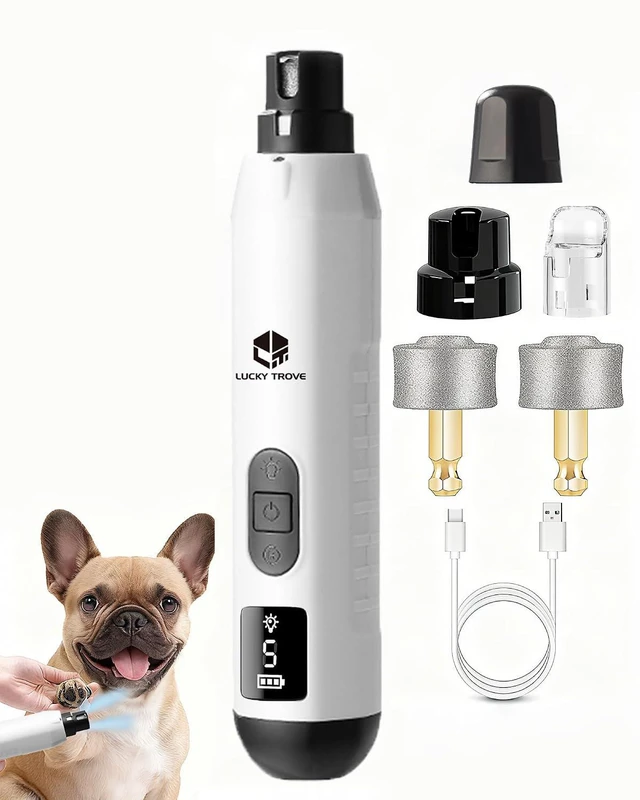 Main image of 2026 Upgraded Silent Dog Nail Grinder 5 Speeds with dual LED LightsWHITE