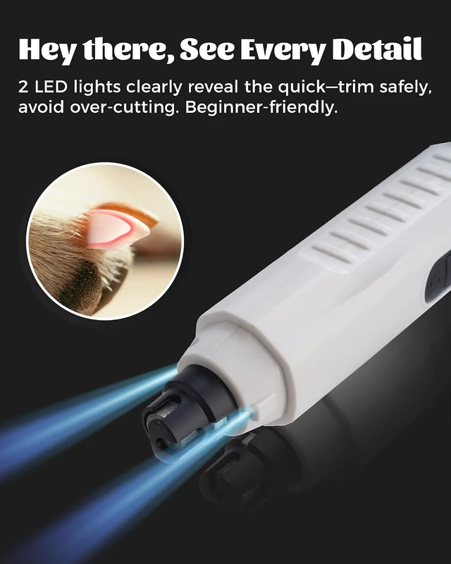 Alt view image 2 of 7 - 2026 Upgraded Silent Dog Nail Grinder 5 Speeds with dual LED LightsWHITE