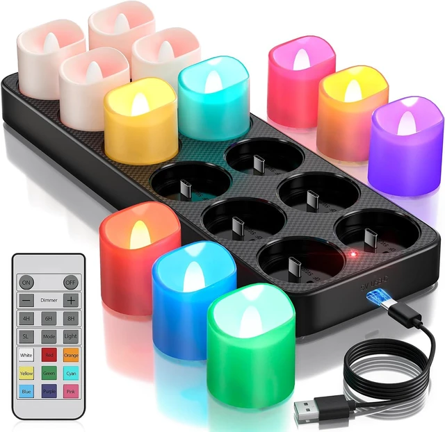 Main image of Rechargeable Color Changing Tea Lights Candles with Remote & Timer