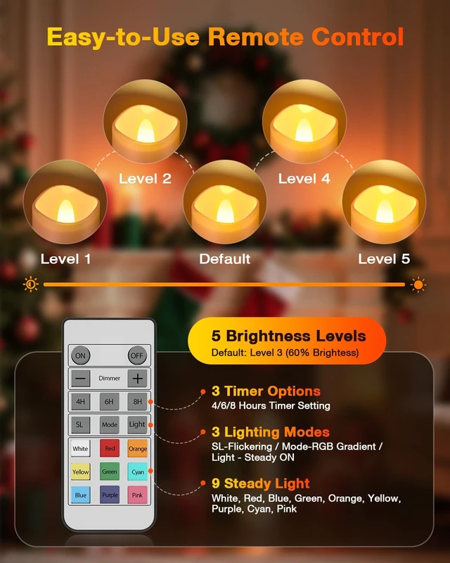 Alt view image 3 of 7 - Rechargeable Color Changing Tea Lights Candles with Remote & Timer