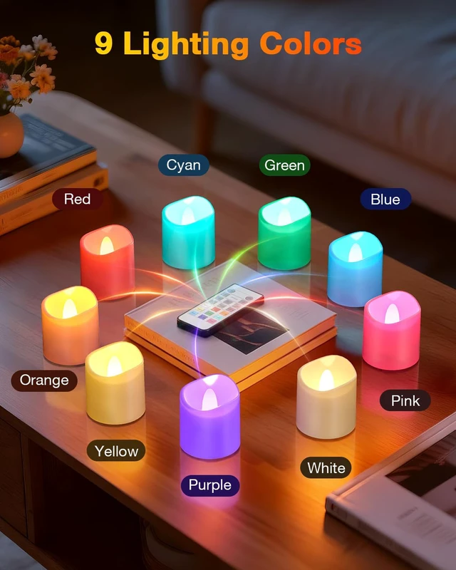 Alt view image 4 of 7 - Rechargeable Color Changing Tea Lights Candles with Remote & Timer