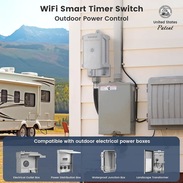 Alt view image 2 of 7 - 35 AMP Wi-Fi Smart Timer Switch for Outdoor Electrical Boxes