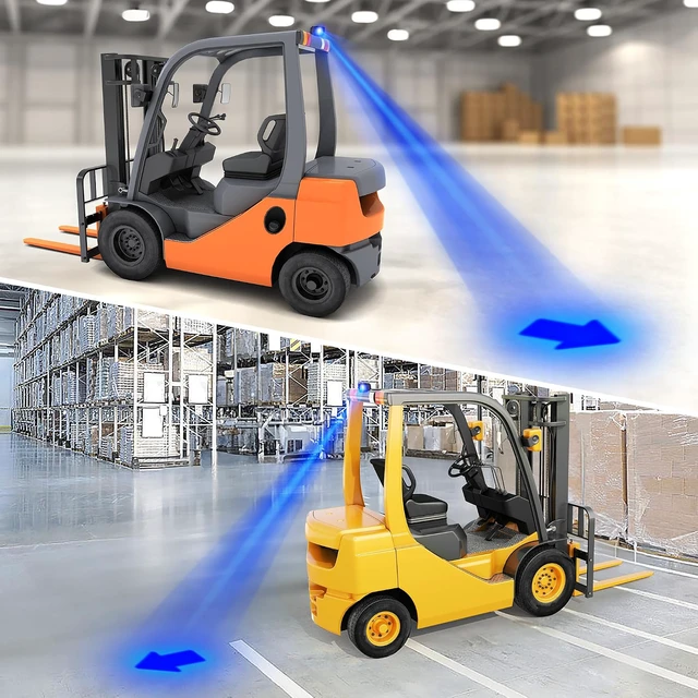 Alt view image 6 of 6 - Upgraded Blue LED Forklift Safety Warning Light with Arrow Sign,10W LED,12-100V DC, Durable, Waterproof Pedestrian Warning Spotlight, Adjustable Mount for Enhanced Safety and Visibility