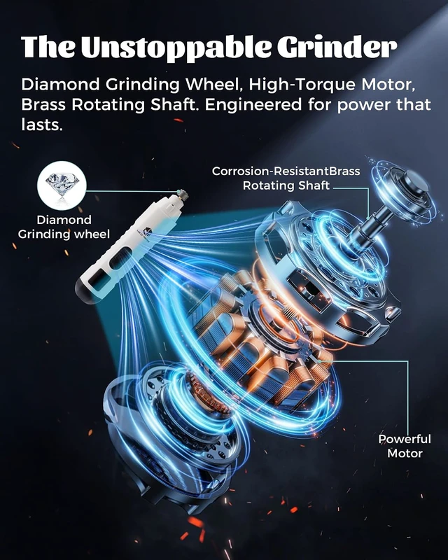 Alt view image 3 of 7 - 2026 Upgraded Silent Dog Nail Grinder 5 Speeds with dual LED LightsWHITE