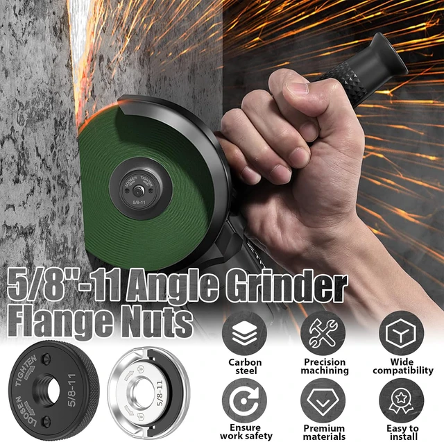 Alt view image 3 of 7 - 6 Pack 5/8"-11 Angle Grinder Flange Nuts No Wrench Quick Release Locking Kit D-Ring & Knurled Arbor Nut for Cutting & Grinding Discs Heavy Duty Self-Locking for 4-1/2" 5" 7" 9" Grinders