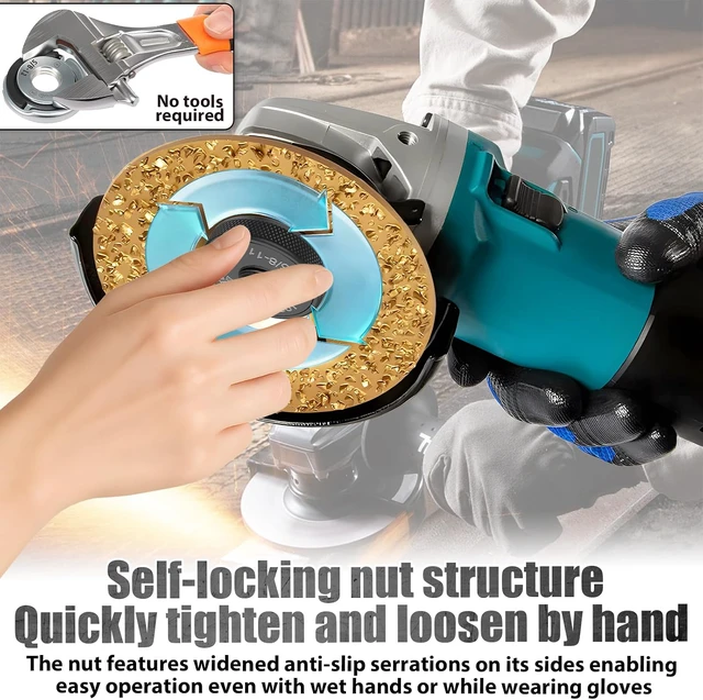 Alt view image 4 of 7 - 6 Pack 5/8"-11 Angle Grinder Flange Nuts No Wrench Quick Release Locking Kit D-Ring & Knurled Arbor Nut for Cutting & Grinding Discs Heavy Duty Self-Locking for 4-1/2" 5" 7" 9" Grinders
