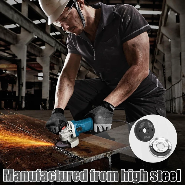Alt view image 5 of 7 - 6 Pack 5/8"-11 Angle Grinder Flange Nuts No Wrench Quick Release Locking Kit D-Ring & Knurled Arbor Nut for Cutting & Grinding Discs Heavy Duty Self-Locking for 4-1/2" 5" 7" 9" Grinders