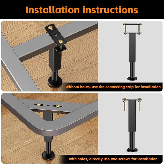 Alt view image 4 of 7 - 4 PCS Adjustable Height Bed Support Legs, 10.2-16.5 in Metal Bed Risers
