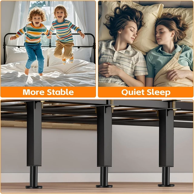Alt view image 6 of 7 - 4 PCS Adjustable Height Bed Support Legs, 10.2-16.5 in Metal Bed Risers