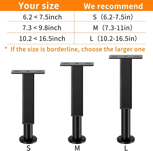 Alt view image 7 of 7 - 4 PCS Adjustable Height Bed Support Legs, 10.2-16.5 in Metal Bed Risers